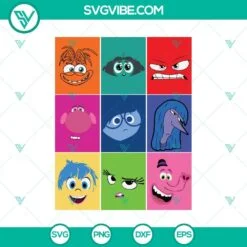 Disney, SVG Files, Inside Out 2 Faces SVG, Inside Out 2 Characters SVG Inside 3