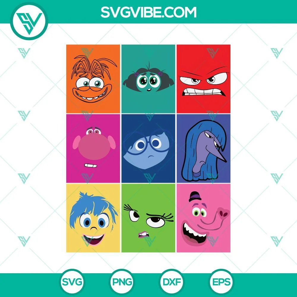 Disney, SVG Files, Inside Out 2 Faces SVG, Inside Out 2 SVG, Inside Out 2 SVG 1