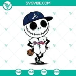 Baseball, Halloween, Sports, SVG Files, Jack Skellington Braves Halloween 2