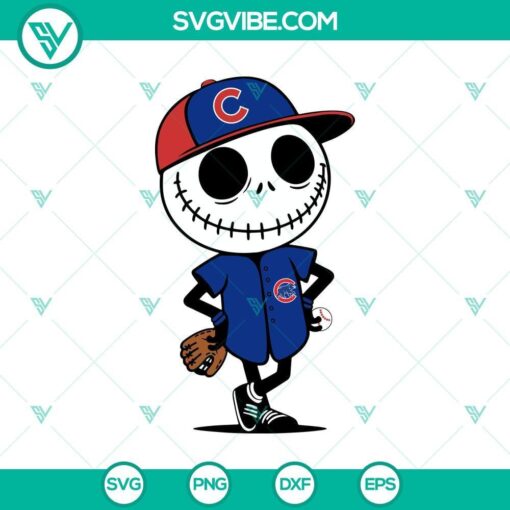 jack skellington cubs baseball halloween svg png mockup