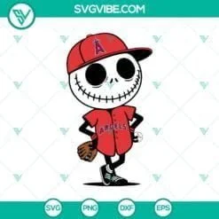 Baseball, Halloween, Sports, SVG Files, Jack Skellington LA Angels Baseball 2