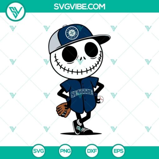 jack skellington mariners baseball halloween svg png mockup