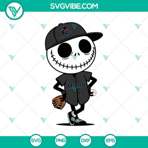 jack skellington marlins baseball svg marlins halloween svg png mockup