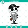 Jack Skellington Halloween baseball design featuring NY Yankees logo, available in SVG and PNG formats. Perfect for Halloween baseball enthusiasts.