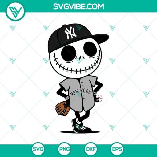 jack skellington ny yankees halloween baseball svg png mockup