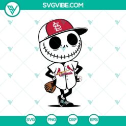 Jack Skellington Cardinals Halloween baseball SVG PNG, perfect for spooky St. Louis Cardinals fans.