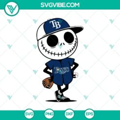 Jack Skellington Tampa Bay Rays Halloween SVG PNG with baseball theme, perfect for Halloween fans and baseball enthusiasts.
