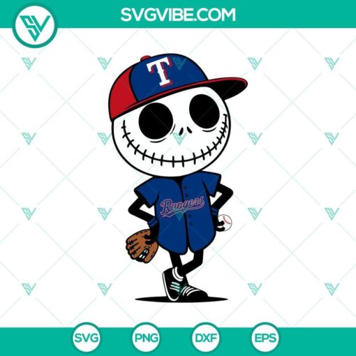 jack skellington texas rangers halloween baseball svg png mockup