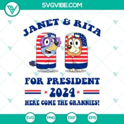 American, 4th Of July, Cartoons, SVG Files, Janet and Rita For President 2024 4