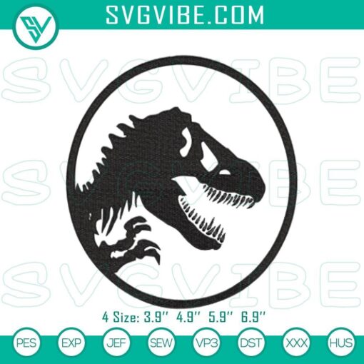 jurassic park world embroidery patterns dinosaur logo files mockup