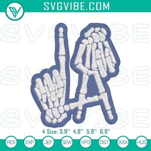 la dodgers skeleton hand stitch design for machines mockup