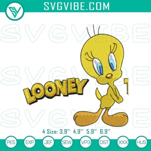 looney tunes tweety embroidery designs files mockup