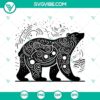 Mandala bear outline SVG vector graphic for designs with intricate bear design elements.