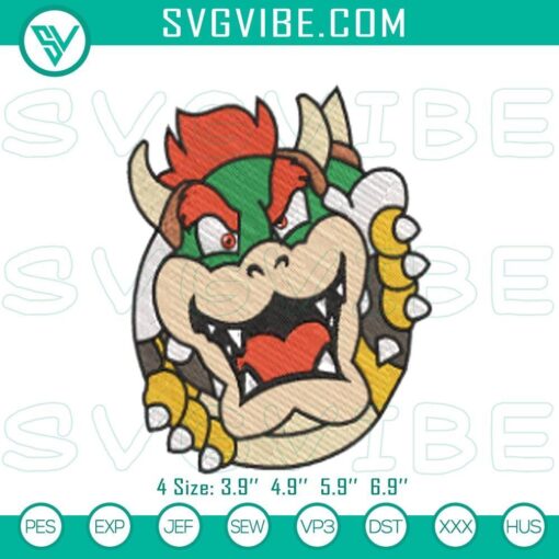 mario bowser embroidery pattern mockup