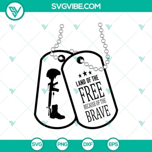 memorial day svg land of the free thanks to the brave military dog tags svg mockup