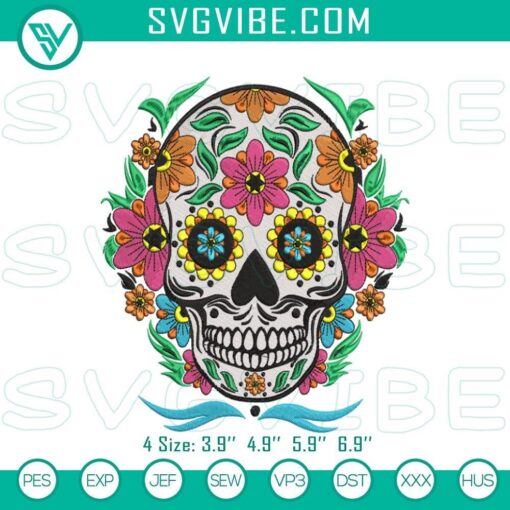 mexican calavera sugar skull embroidery patterns mockup