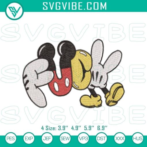 mickey middle finger embroidery patterns mockup