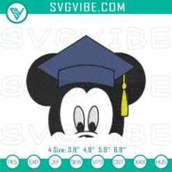 Embroidery Designs, School Embroidery Designs, Mickey Mouse Graduation 2