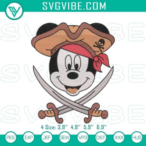 mickey mouse pirate embroidery patterns downloads mockup