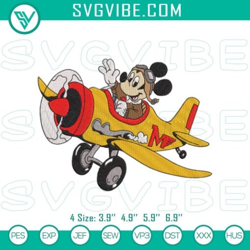 mickey mouse plane embroidery machine design files mockup