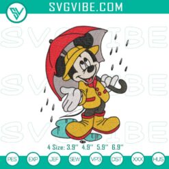 Disney Embroidery Designs, Embroidery Designs, Mickey Rain Scene Embroidery 14