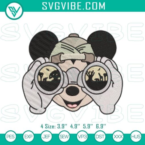 mickey safari embroidery files disney pattern design mockup