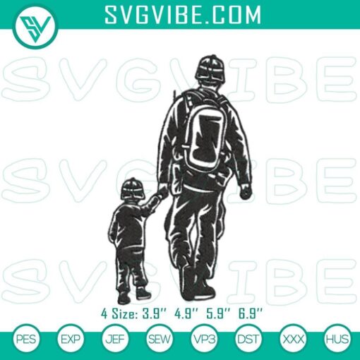 military dad son embroidery veteran s day father son design mockup