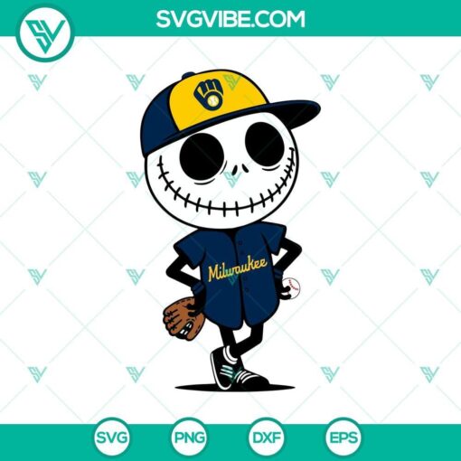 milwaukee brewers jack skellington halloween baseball svg png mockup