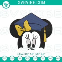 Embroidery Designs, School Embroidery Designs, Minnie Mouse Grad Cap Embroidery 1