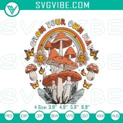 Nature-inspired mushroom embroidery patterns for DIY projects featuring various stitch designs.