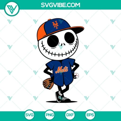 new york mets jack skellington halloween baseball svg png mockup