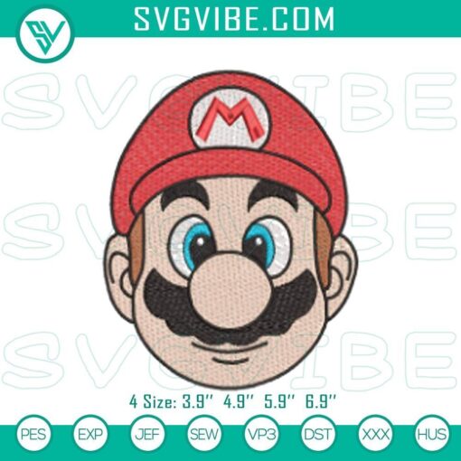 nintendo s super mario embroidery pattern head design files mockup