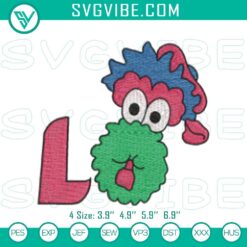 Embroidery Designs, Sports Embroidery Designs, Phillie Phanatic Love 2