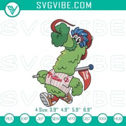 Embroidery Designs, Sports Embroidery Designs, Phillies Mascot Phillie Phanatic 2