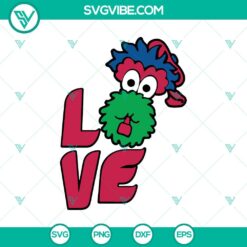 Baseball, Sports, SVG Files, Phillies Phanatic Love SVG, Philadelphia Mascot 10