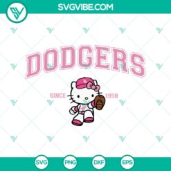 Cartoons, Sports, SVG Files, Pink Hello Kitty LA Dodgers Baseball SVG Design 20