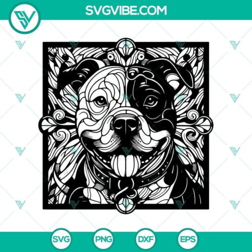 pitbull mandala stained glass svg design mockup