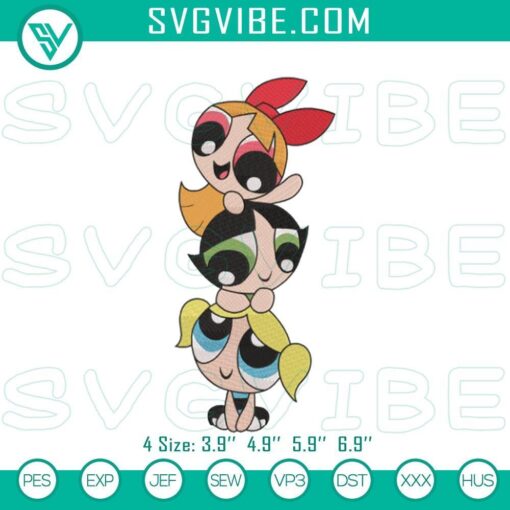 powerpuff girls embroidered pattern files mockup