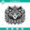 Queen Feline Mandala SVG design featuring intricate cat artwork suitable for digital crafting and printing.