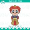 Red Queen Chibi embroidery pattern featuring Alice In Wonderland villain, high-quality stitch file for crafting projects.