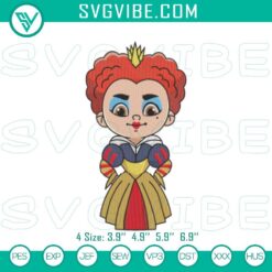 Disney Embroidery Designs, Embroidery Designs, Red Queen Chibi Embroidery 5