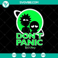 Cartoons, SVG Files, Rick and Morty SVG PNG Silhouette "Don't Panic" Clipart 1