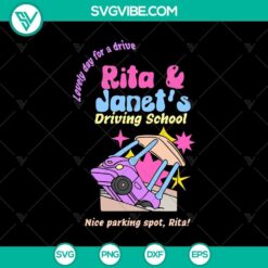 SVG design of Rita & Janet's Driver Ed and Bluey Perfect Park Spot Rita in a blue color scheme for digital use.