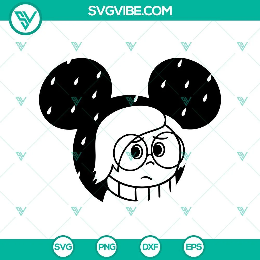 Disney, SVG Files, Sadness SVG, Inside Out 2 SVG, Sadness Disney Mouse Ears SVG 1