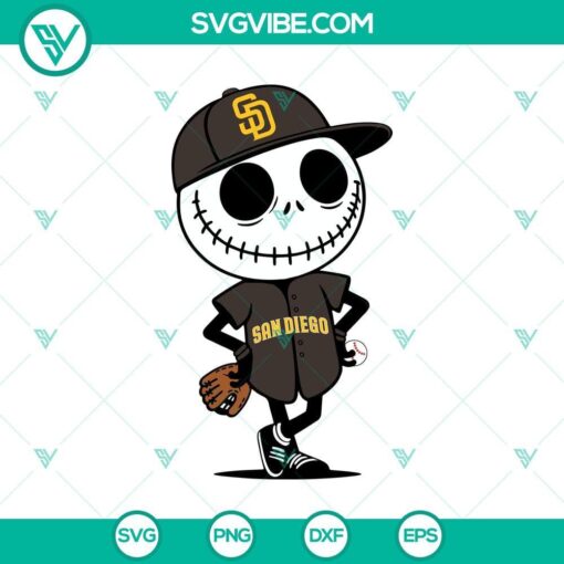 san diego padres jack skellington halloween baseball svg png mockup