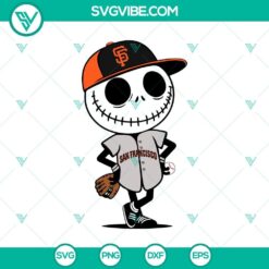 SF Giants and Jack Skellington Halloween-themed baseball design in SVG and PNG format. Great for Halloween baseball crafts.
