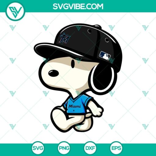 snoopy miami marlins mlb svg png dxf eps file mockup