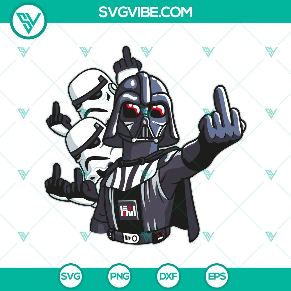 Movies, SVG Files, Star Wars Darth Vader & Troopers Middle Finger SVG PNG 1