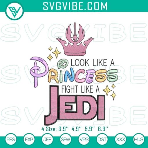 star wars jedi princess look fight embroidery patterns mockup