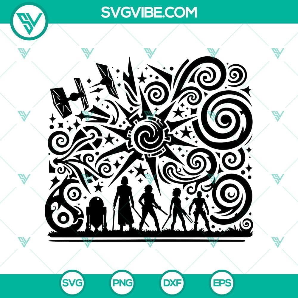 Star Wars Mandala & Silhouette Characters SVG Star Wars themed mandala and silhouette characters SVG design for crafts and projects.